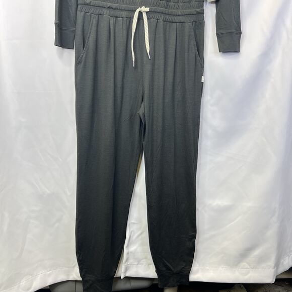Vuori Women's Lux Henley Jumpsuit Size Small Henley Black Heather Tie Waist NWT - Picture 3 of 16